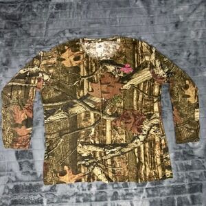 Mossy Oak Break-Up Infinity Camo Long Sleeve T-Shirt Pink Logo XL Womens
